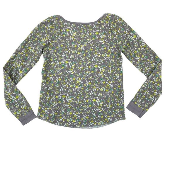 Vintage Y2K Damsel LARGE Scoop Neck Ribbed Knit Thermal Floral Ditsy Shirt - Picture 2 of 10